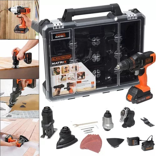 Black Decker Jogo de Ferramentas sem Fio 20V com 6 Cabeçotes Combinados - MTX20K6A-BR