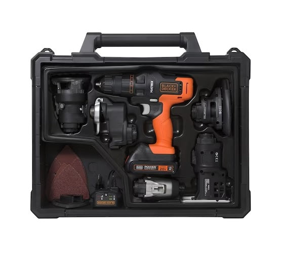 Black Decker Jogo de Ferramentas sem Fio 20V com 6 Cabeçotes Combinados - MTX20K6A-BR