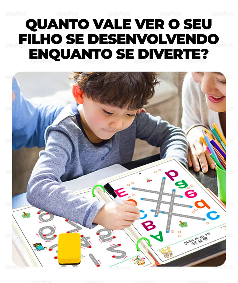 Livro de Desenvolvimento Infantil Gênios® + 8 Canetinhas e Apagador de Brinde