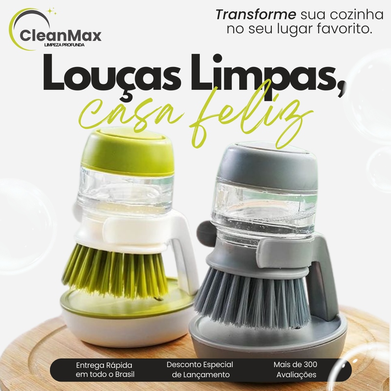 Escova Mágica Com Dispenser CLEANMAX - Facilite sua Vida na Cozinha!